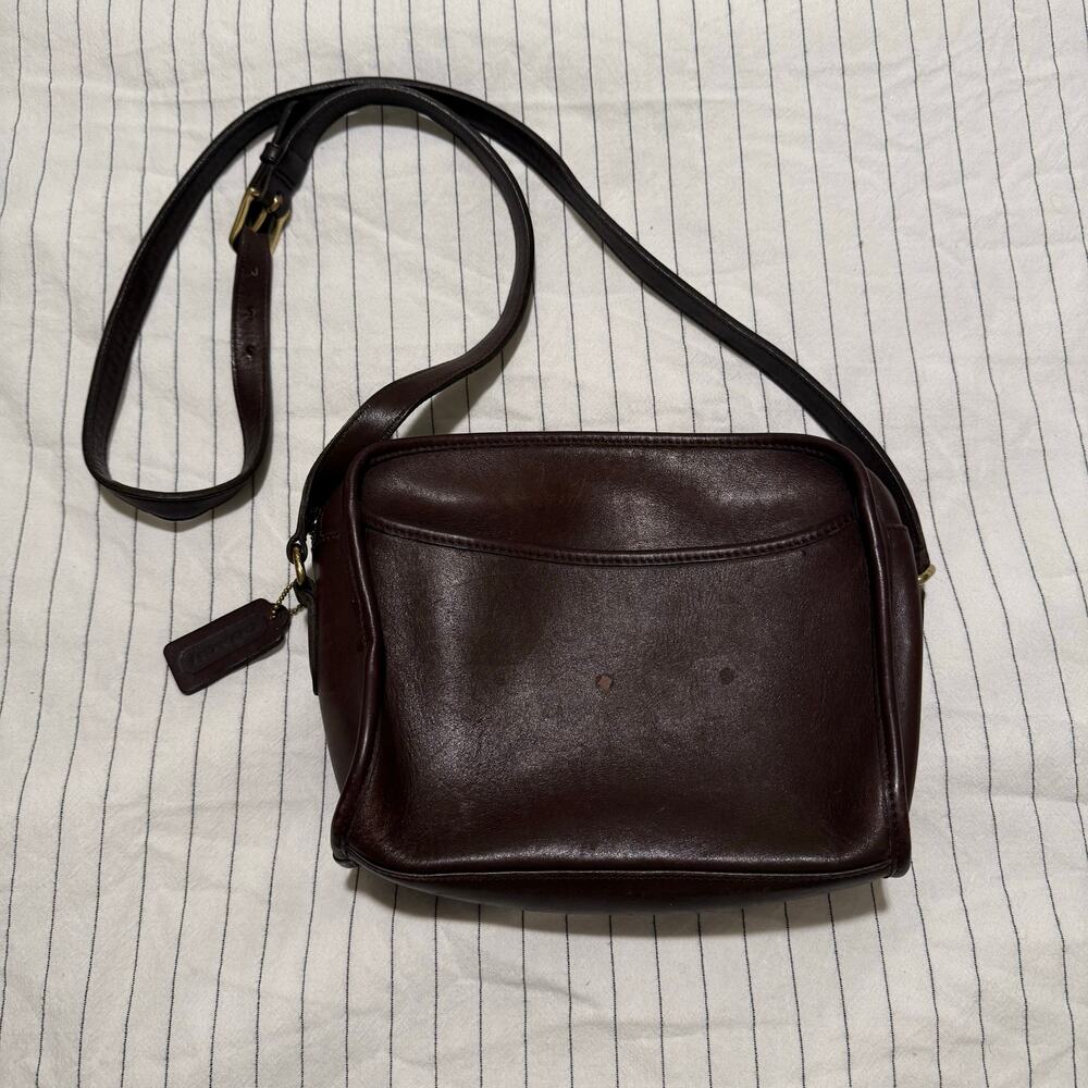 Vintage 90s Coach 9087 Metropolis dark brown leather crossbody shoulder bag